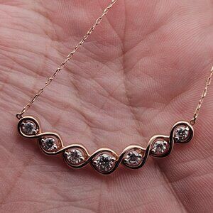 10K Rose Gold & Diamond Static Pendant Necklace 18.5 Inches 3.4 Grams 1/2TCW